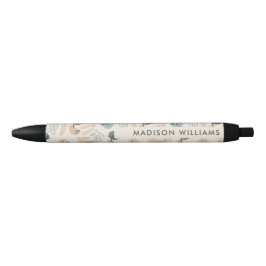 Caneta Preta Motivos Botânicos Personalizados com Nome