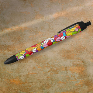 Caneta Preta Muitos Comprimidos Coloridos Modernos