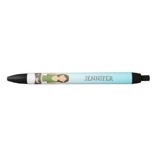 Caneta Preta Mulher Yoga No Lotus Pose E Nome Personalizado