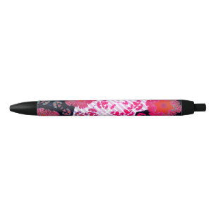 Caneta Preta Música de Simetria Rosa Abstrata