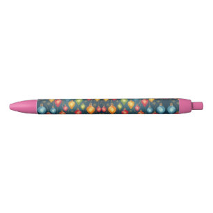 Caneta Preta Natais vintages coloridos, luzes decor