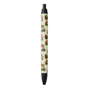 Caneta Preta Natais vintages Woodland Deer Papais noeis Snowman