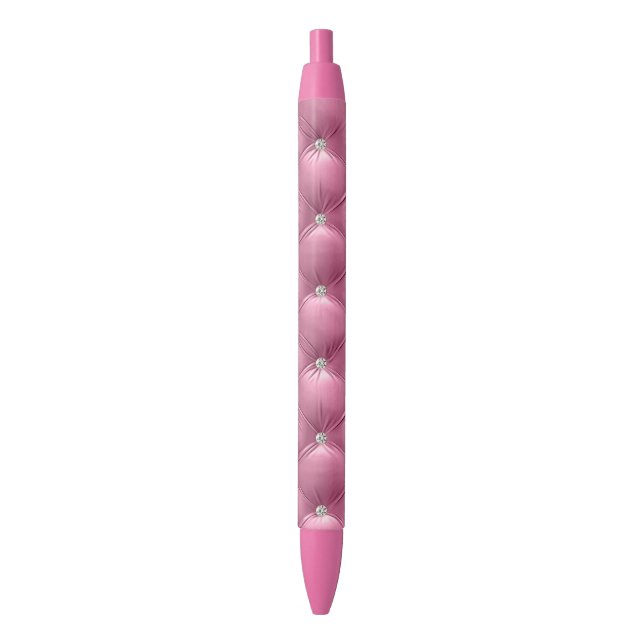 Caneta Preta Natal em Veludo Falso Rosa Suave Luxo Glam (Frente Vertical)