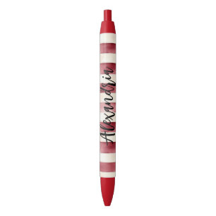 Caneta Preta Natal Listras de Creme Borgonha Vermelho