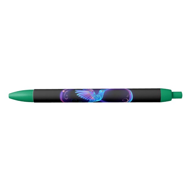Caneta Preta Neon Infinity Symbol with Glowing Hummingbird (Frente)