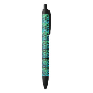 Caneta Preta Nó Celta - Azulejo Azul Quadrado Verde