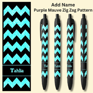 Caneta Preta Nome Aqua Blue Zig Zag em preto