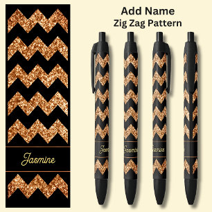 Caneta Preta Nome Bronze Brown Zig Zag em Preto