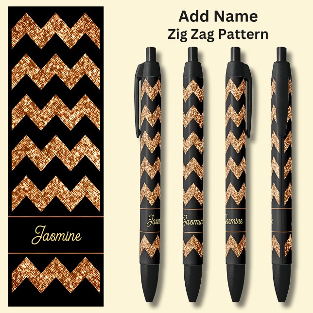 Caneta Preta Nome Bronze Brown Zig Zag em Preto (Criador carregado)