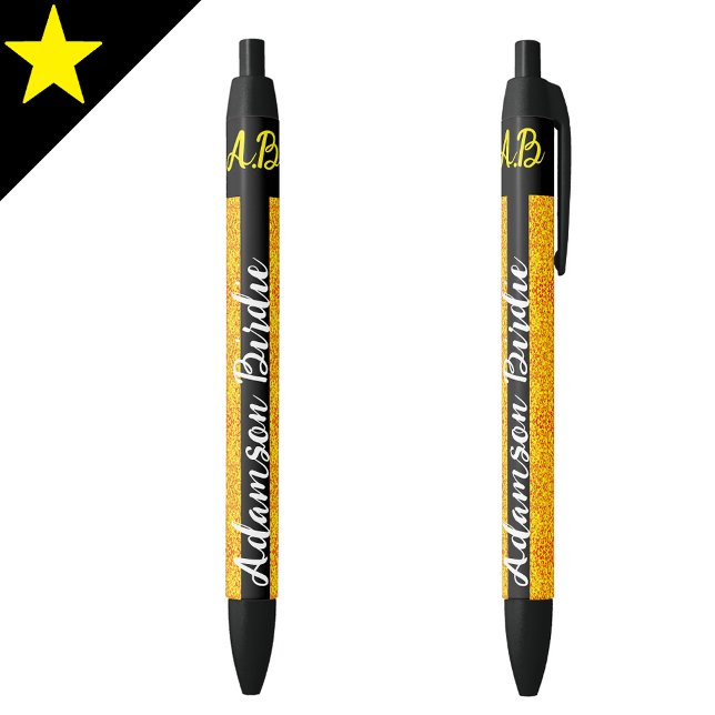 Caneta Preta Nome com Letra Inicial Monograma em Ouro Preto Ele (Monogram script name pen
Sophisticated black pen
Elegant script name pen
Stylish gold pen
Premium )