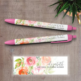 Caneta Preta Nome da Caligrafia das Flores de Aquarela Pintadas