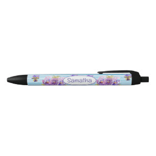 Caneta Preta Nome de menina roxo pansy desbotado chique desbota