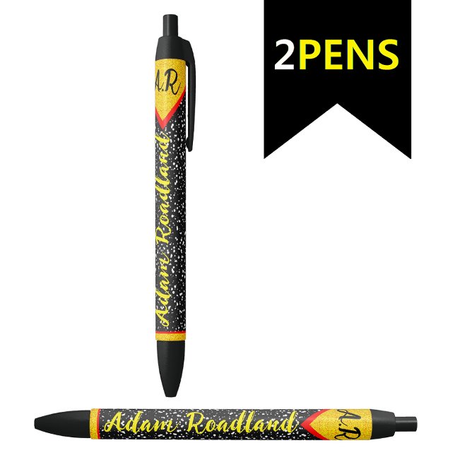 Caneta Preta Nome de monograma inicial personalizado, elegante (Fancy monogram name pen)