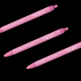 Caneta Preta Nome de monograma personalizado em branco rosa scr