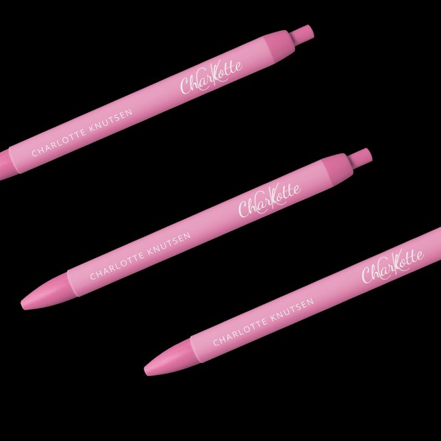 Caneta Preta Nome de monograma personalizado em branco rosa scr (Criador carregado)