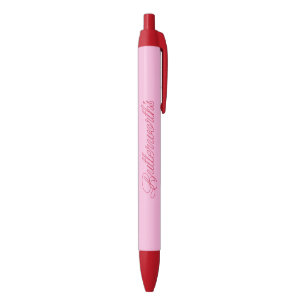 Caneta Preta Nome de Negócios de Tipografia Rosa e Vermelha Úni