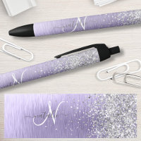 Nome do Monograma da Glitter de Prata Metálica Bru
