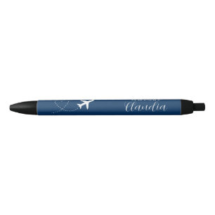 Caneta Preta Nome do Roteiro com Coração de Amor Avião em Azul