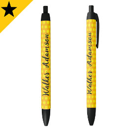 Caneta Preta Nome do Script do Monograma Dourado Chic, Luxo Bar