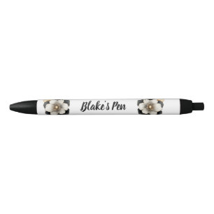 Caneta Preta Nome Floral Negro Elegante