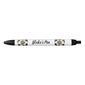 Caneta Preta Nome Floral Negro Elegante