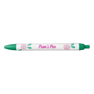 Caneta Preta Nome Floral Rosa Moderno