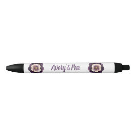Caneta Preta Nome Floral Violet Elegante