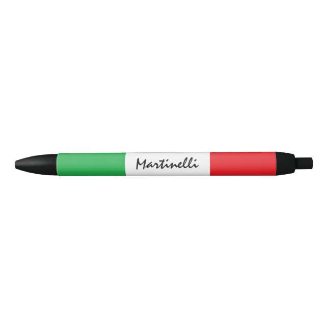 Caneta Preta Nome italiano Tricolore Flag da Itália Personaliza (Frente)