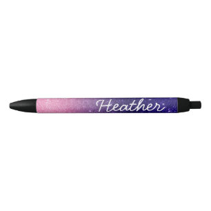 Caneta Preta Nome Personalizado Bonito com Efeito Ombre e Lante