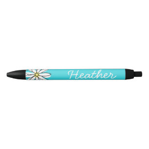 Caneta Preta Nome Personalizado bonito Daisy Doodle