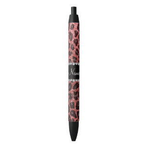 Caneta Preta Nome personalizado cor-de-coral cor-de-rosa com im
