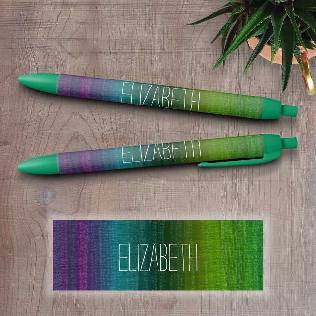 Caneta Preta Nome Personalizado da Faixa de Abstrato de Aquarel (Custom Pen - Personalize this writing pen with you name, monogram or other text)