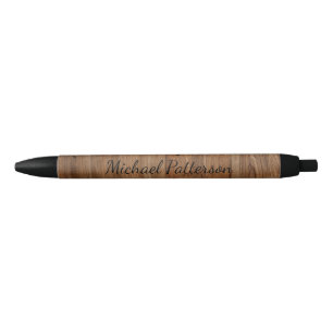Caneta Preta Nome Personalizado da Madeira Rustic