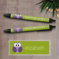Nome Personalizado de Coruja de Cartoon Cute Roxo