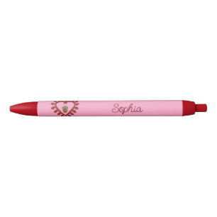 Caneta Preta Nome Personalizado do Coração do Amor do dia de os