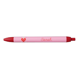 Caneta Preta Nome Personalizado do Coração do dia de os namorad