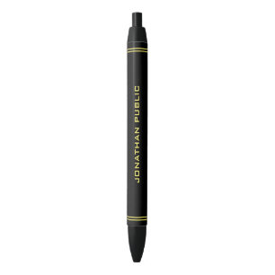 Caneta Preta Nome Personalizado Elegante Cor Dourada