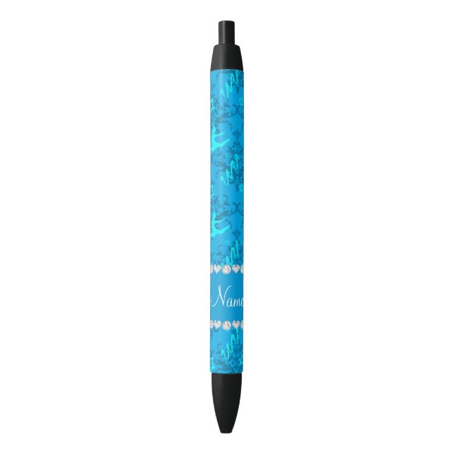 Caneta Preta Nome personalizado ginástica azul-azul-céu (Frente Vertical)