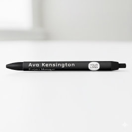 Caneta Preta Nome Personalizado Minimalista Moderno e Logotipo 