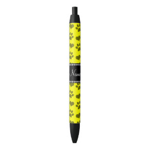Caneta Preta Nome personalizado: neon yellow Hearts and paw pri