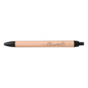 Caneta Preta Nome Personalizado Peach