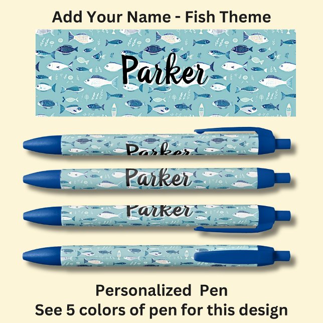 Caneta Preta Nome Personalizado, Pesca (Criador carregado)
