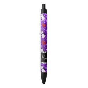 Caneta Preta Nome personalizado pinguins pinguins púrpura