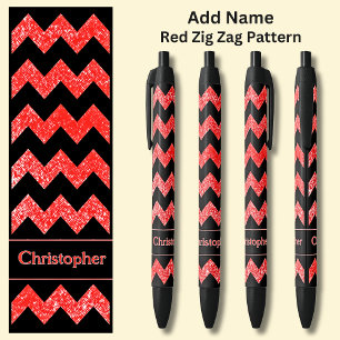 Caneta Preta Nome Red Zig Zag em preto