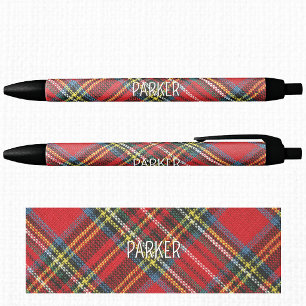 Caneta Preta Nome, Tinta Preta Xadrez Royal Stewart Tartan na M