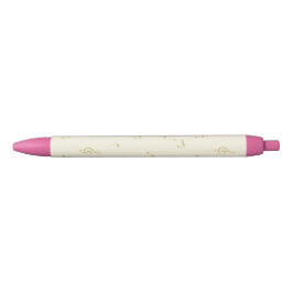 Caneta Preta Notas Musicais Brilhantes Douradas