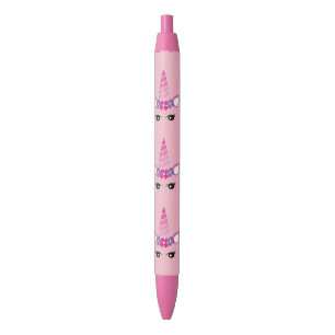 Caneta Preta O Unicórnio Rosa