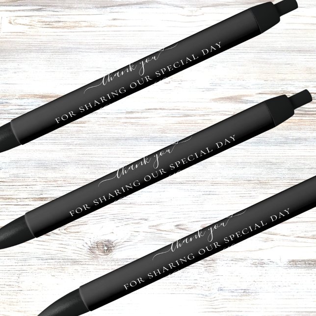 Caneta Preta Obrigado de casamento branco preto (Criador carregado)
