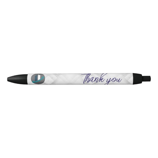 Caneta Preta Obrigado & Logotipo branco (Frente)