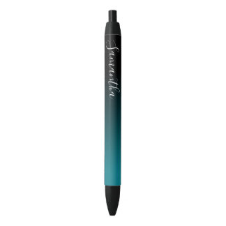Caneta Preta Ombre Preto e Azul Turquesa Personalizado